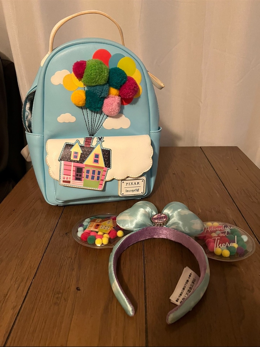 Loungefly Light Blue Pixar 'Up' Pom-Pom Balloon Mini Backpack